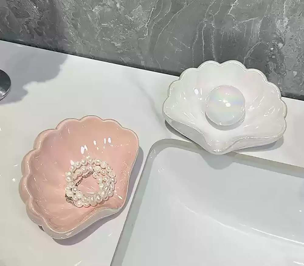 精緻陶瓷貝殼香皂盒