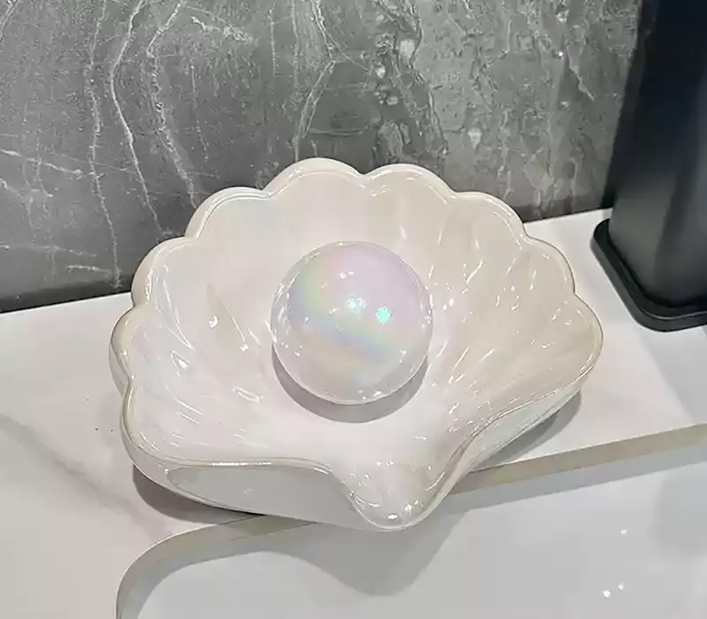 精緻陶瓷貝殼香皂盒