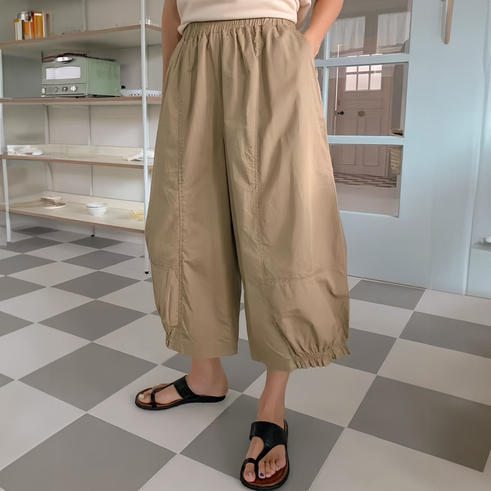 休閒風縮口寬褲