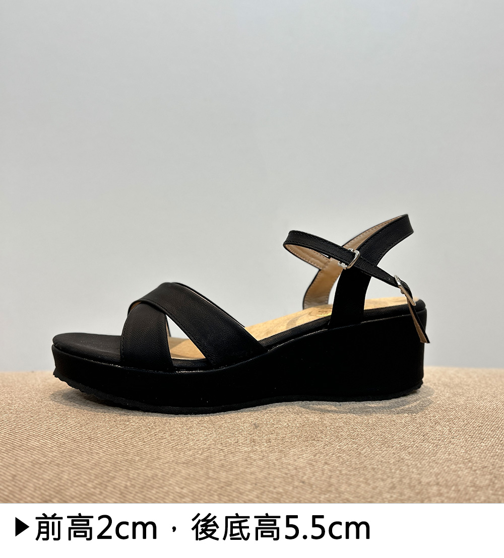 氣質交叉厚底涼鞋