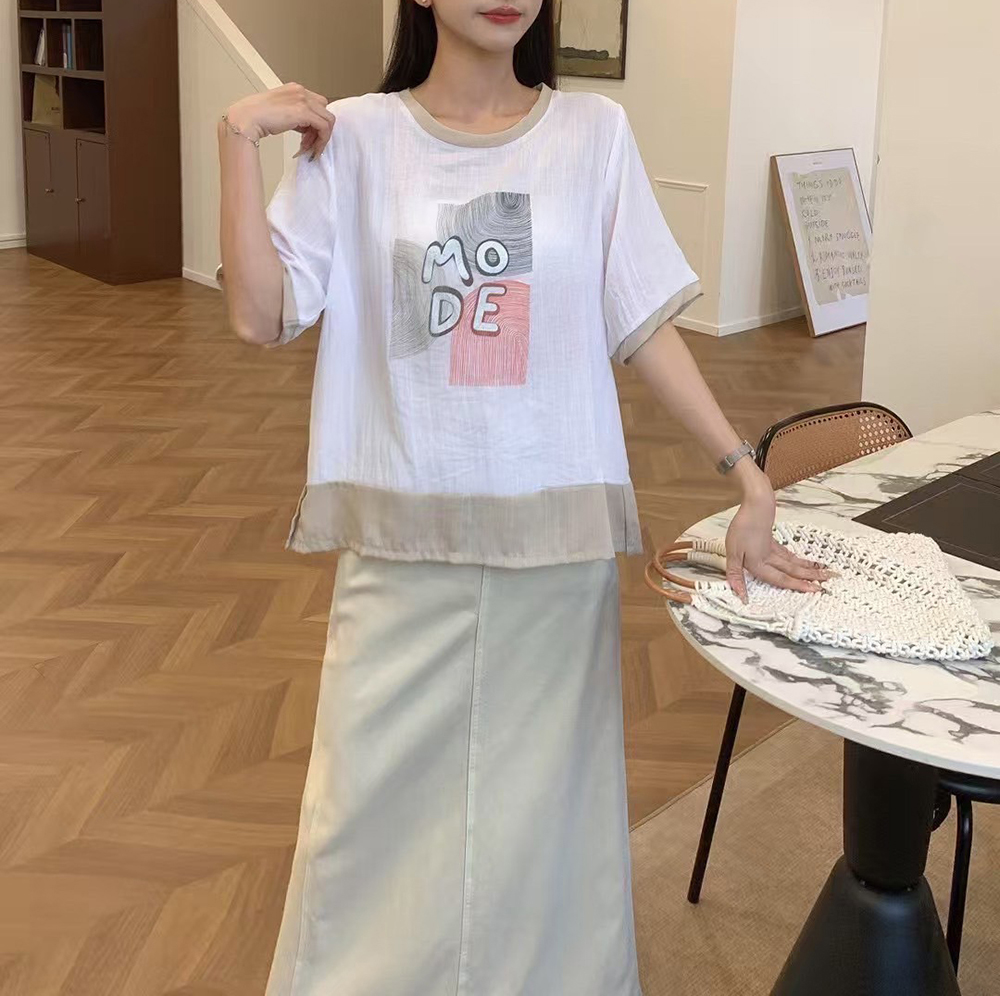 字母印花薄款寬鬆上衣