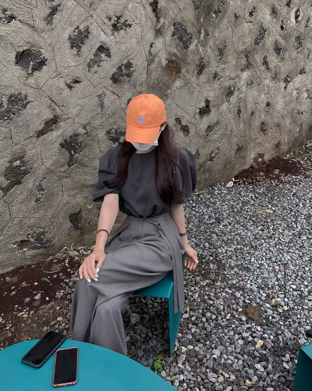 質感壓摺綁帶高腰長褲