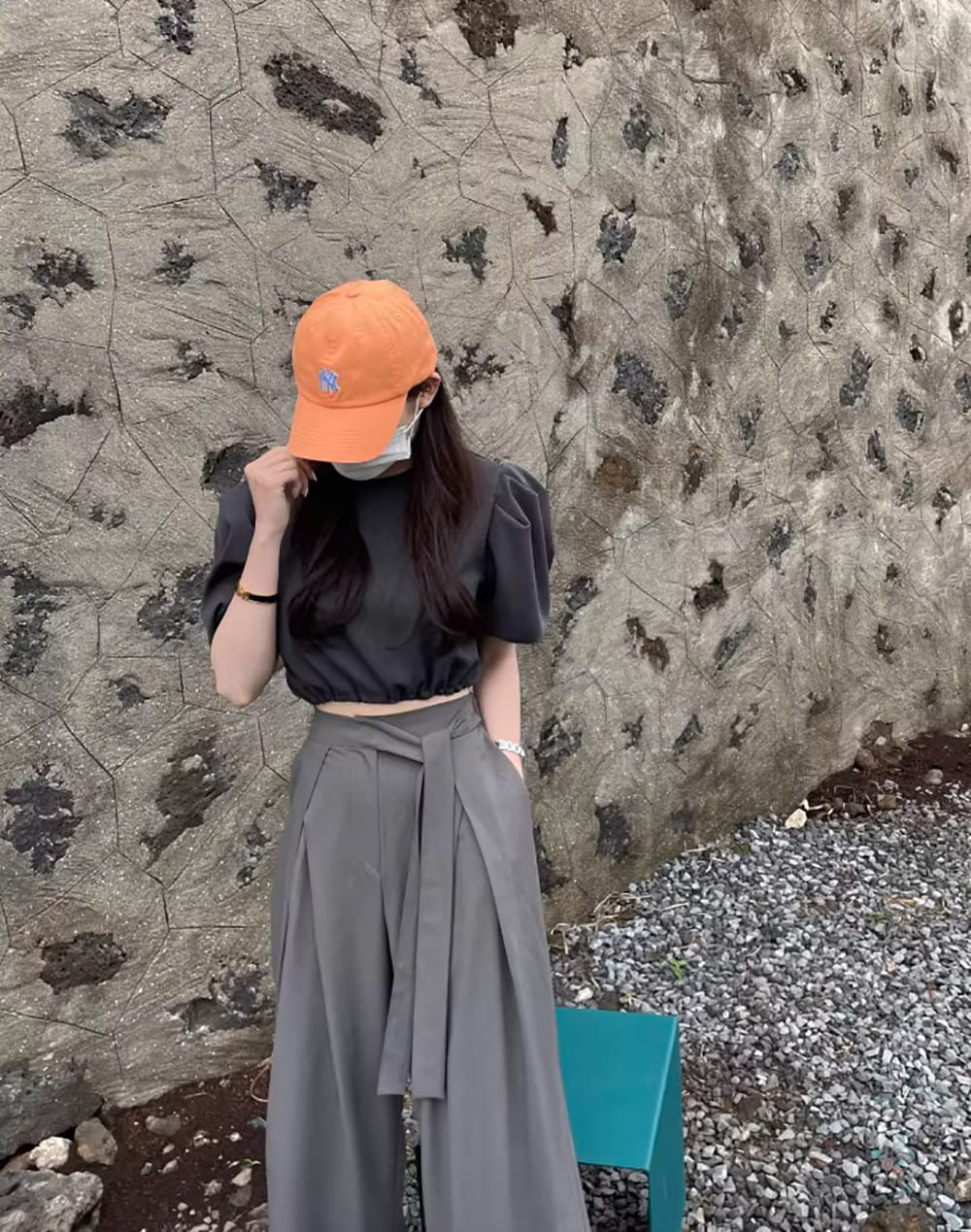 質感壓摺綁帶高腰長褲