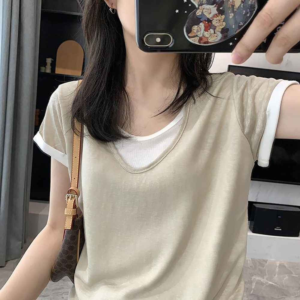 寬鬆假兩件設計上衣