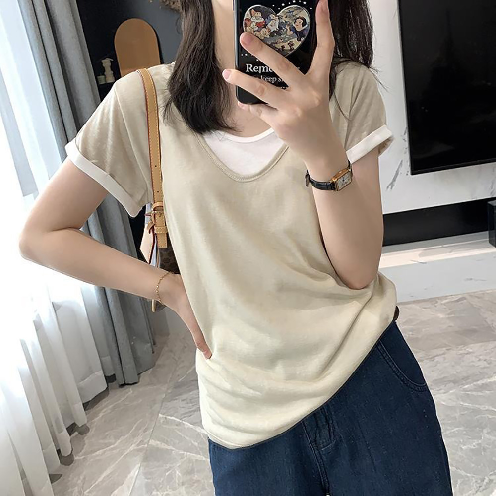 寬鬆假兩件設計上衣