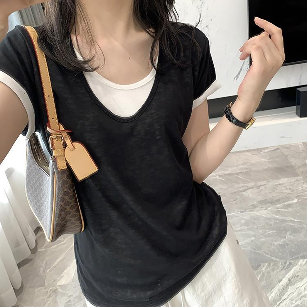 寬鬆假兩件設計上衣