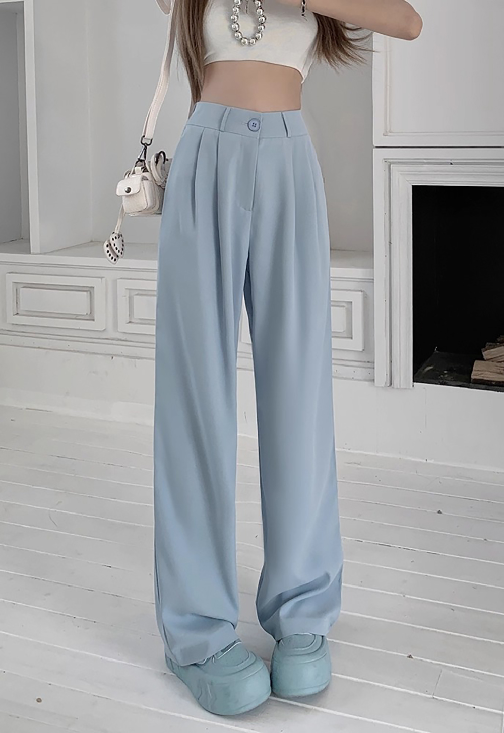 後鬆緊腰打摺西裝長褲