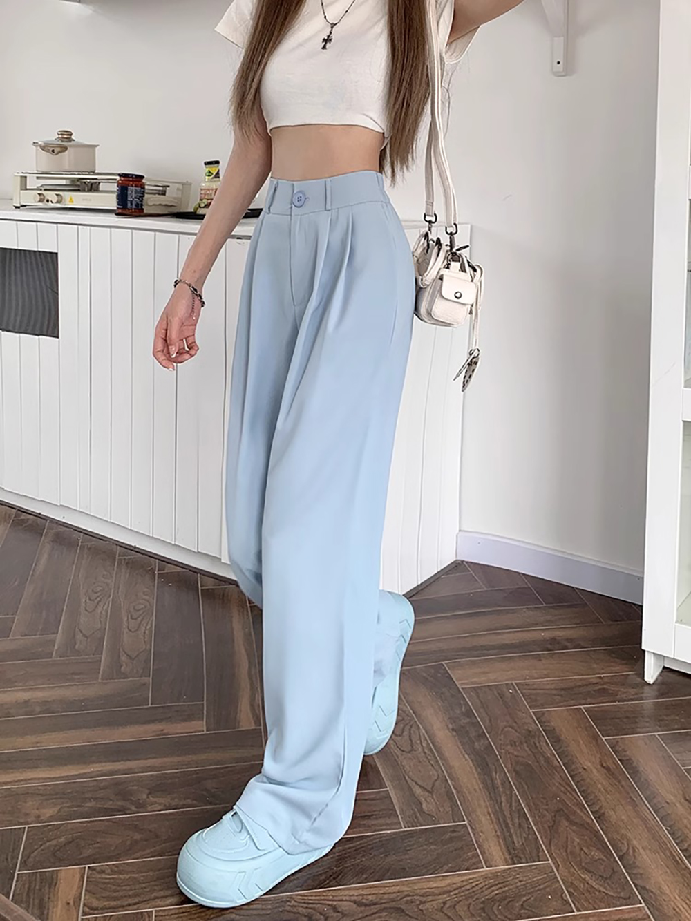 後鬆緊腰打摺西裝長褲