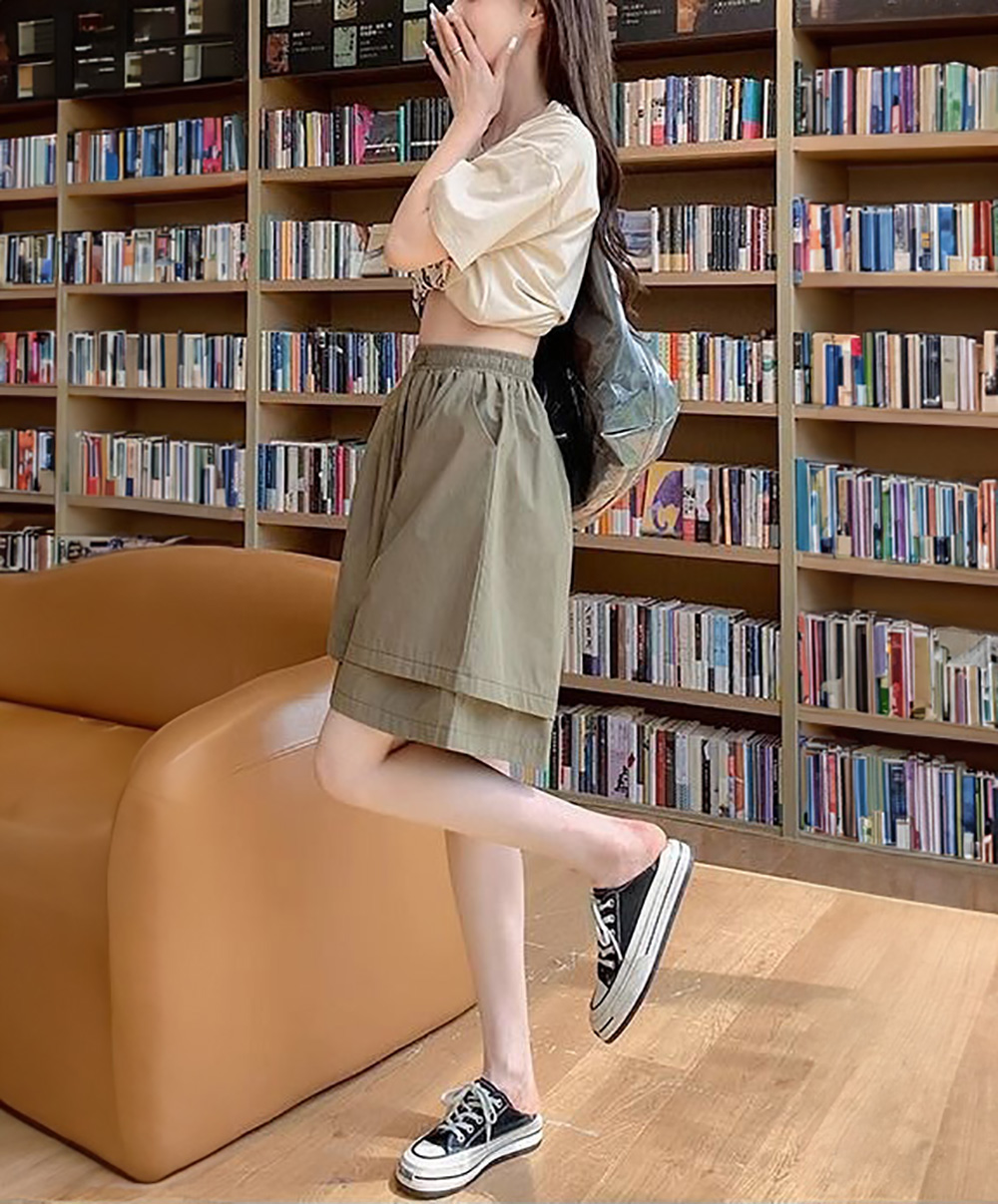 休閒綁帶寬鬆五分褲