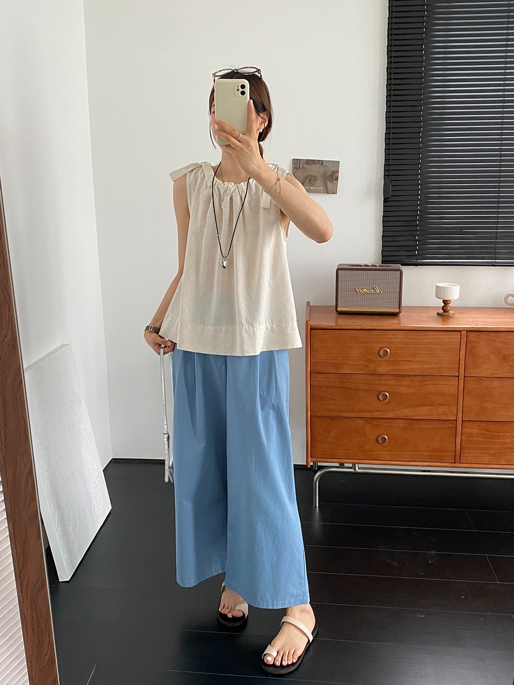 小清新圓領綁帶背心