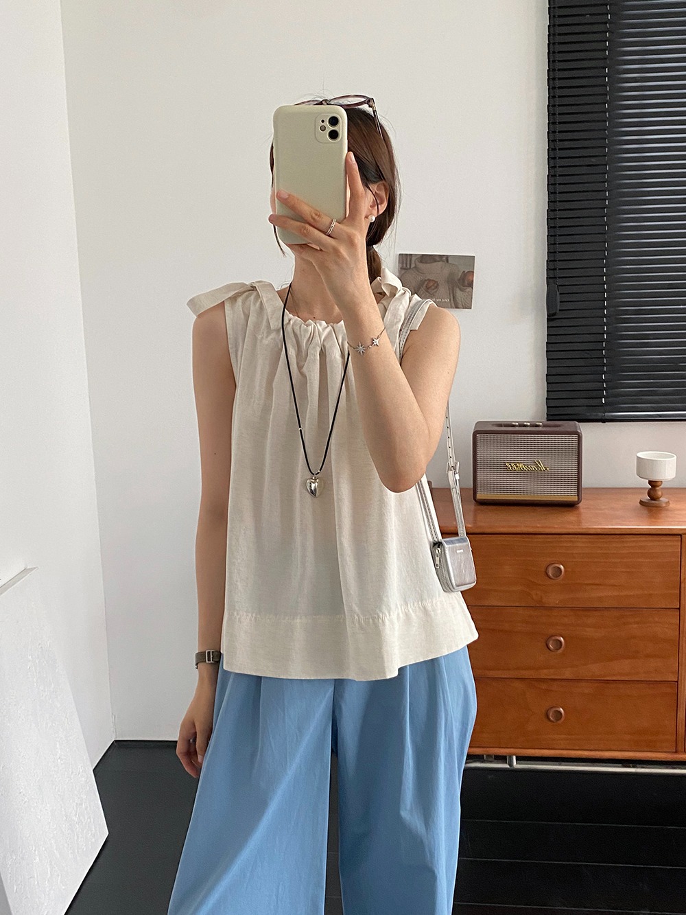 小清新圓領綁帶背心