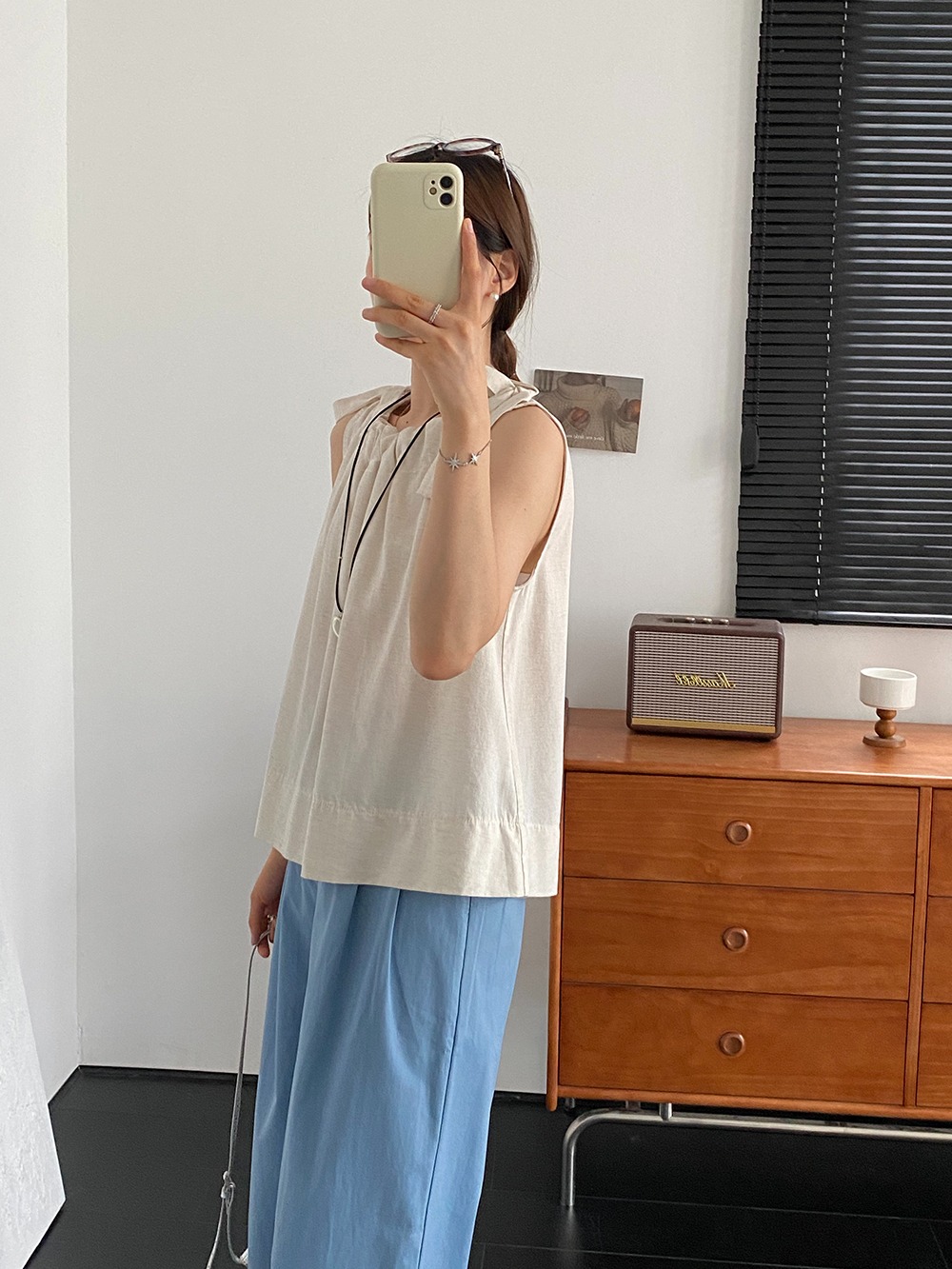 小清新圓領綁帶背心