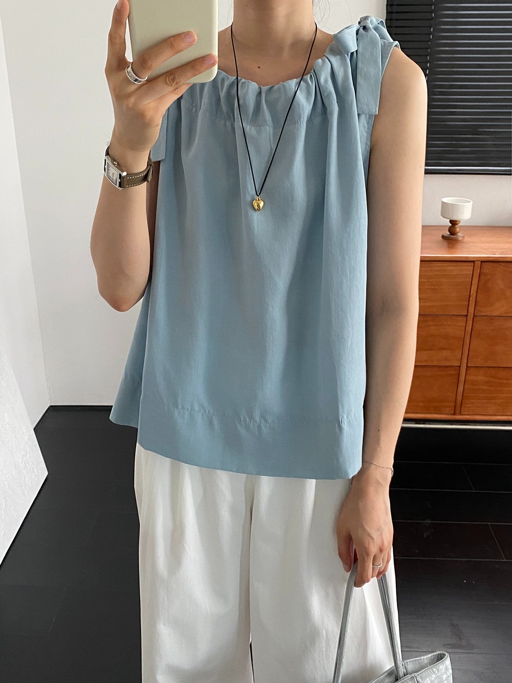 小清新圓領綁帶背心