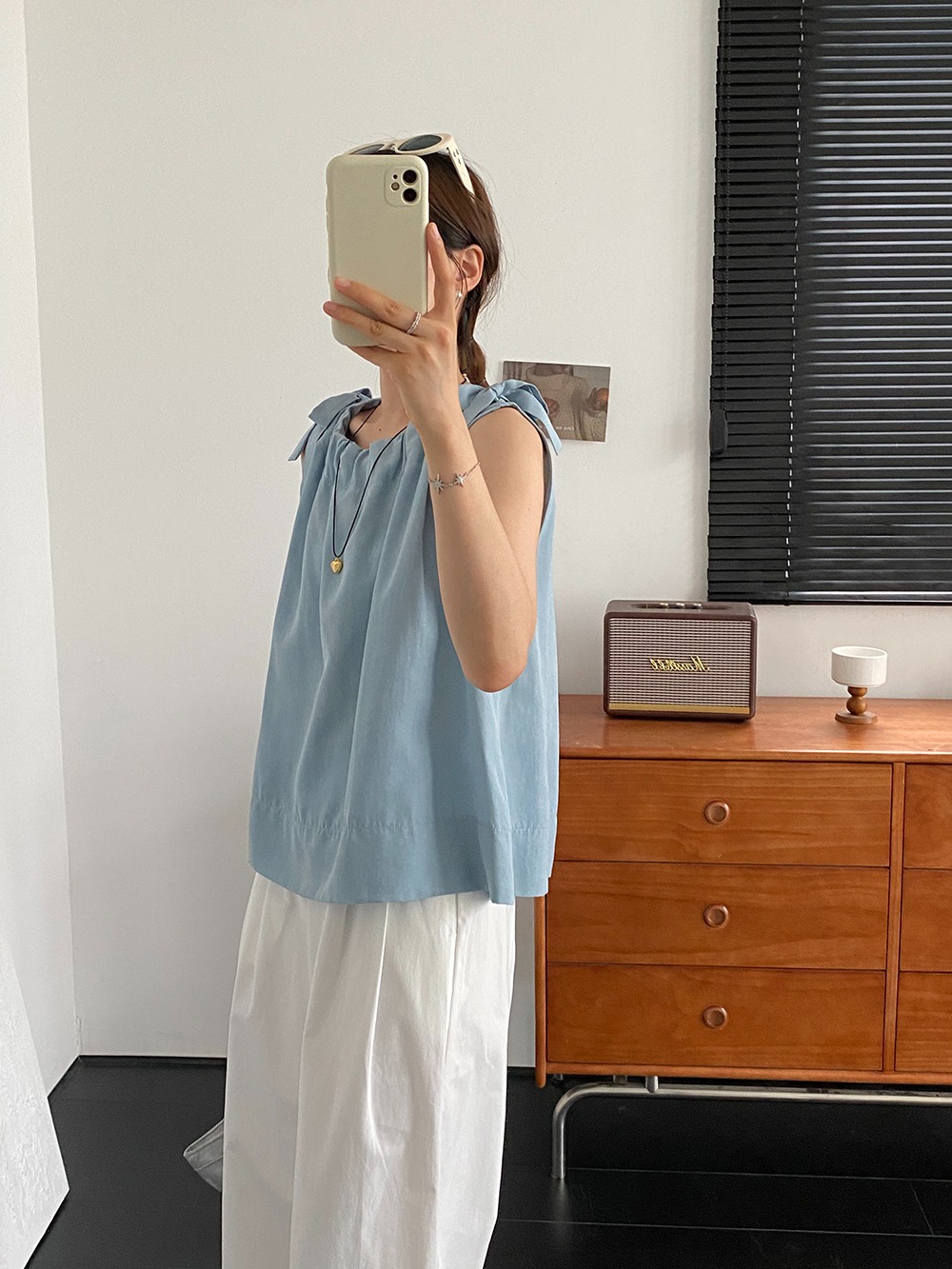 小清新圓領綁帶背心