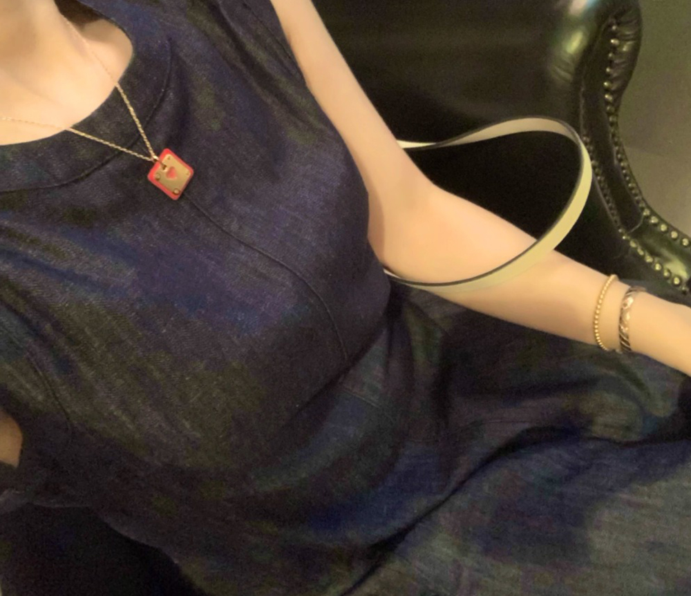 後綁帶牛仔無袖洋裝