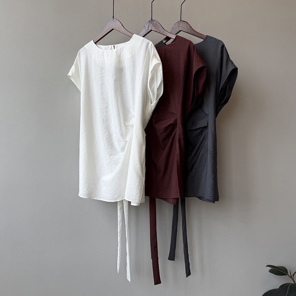 設計感後綁帶開衩上衣