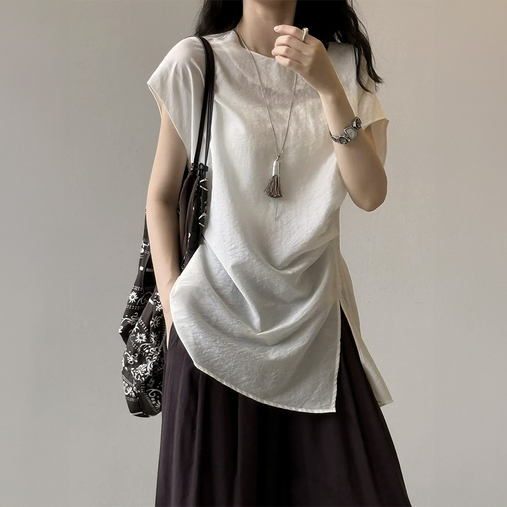 設計感後綁帶開衩上衣