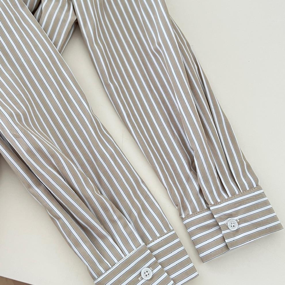 寬鬆條紋收腰設計襯衫