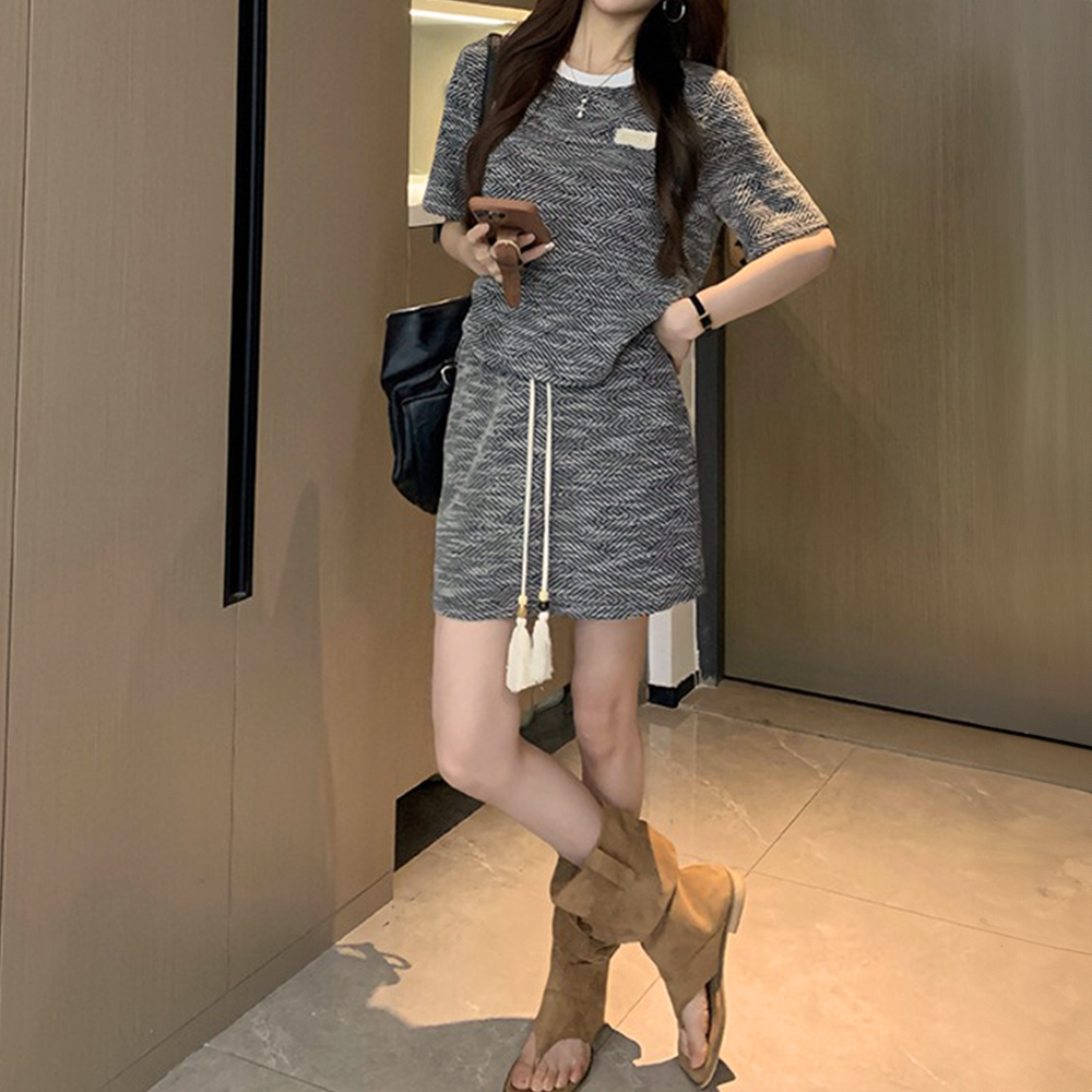 小香風流蘇短裙套裝