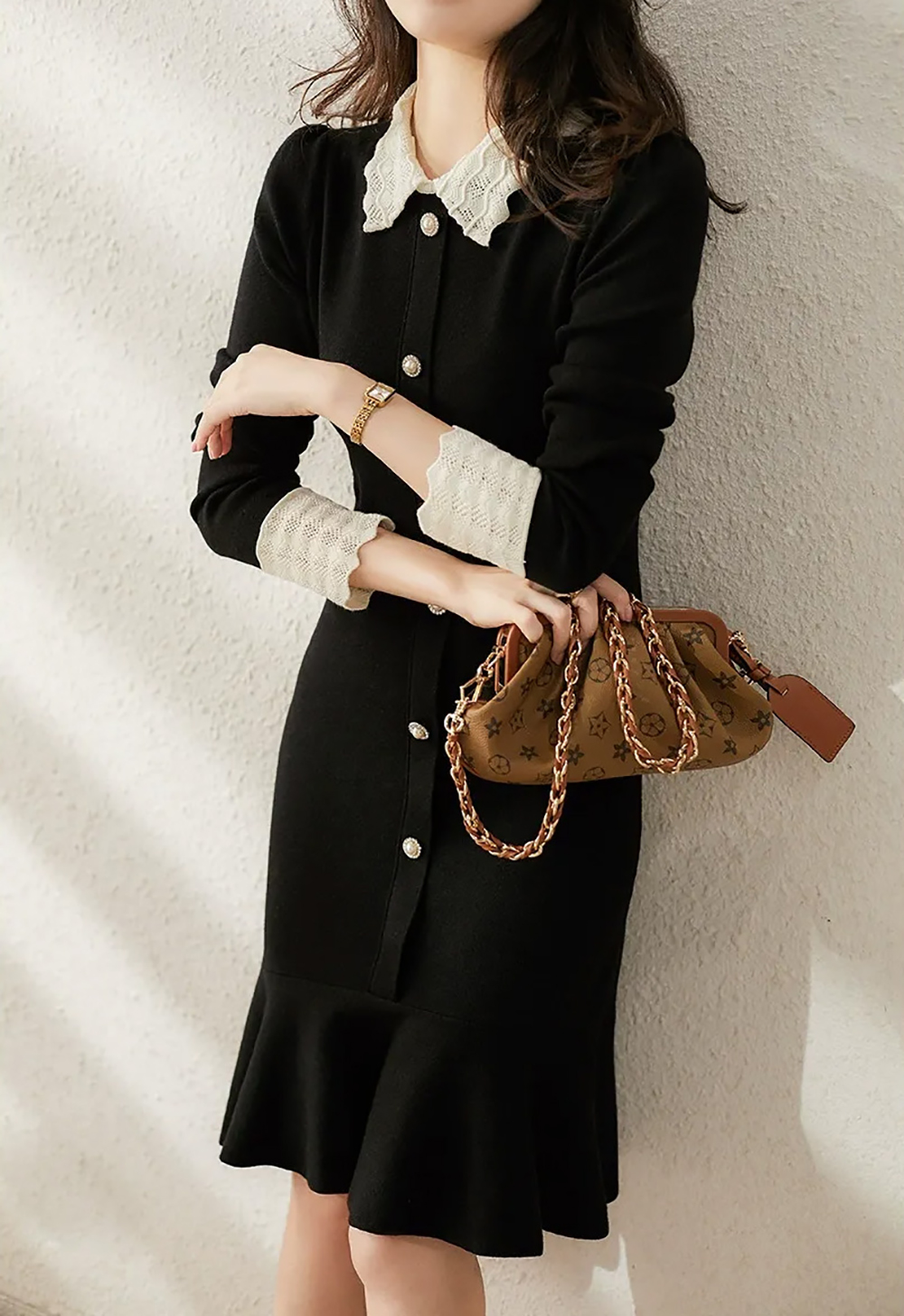 小香風修身魚尾洋裝