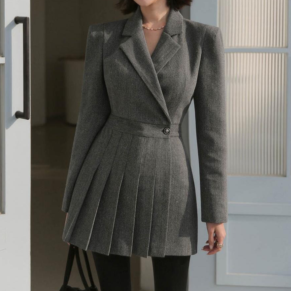 復古修身西裝感連身褲