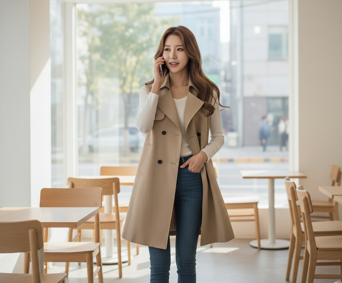 寬鬆綁帶長版西裝背心