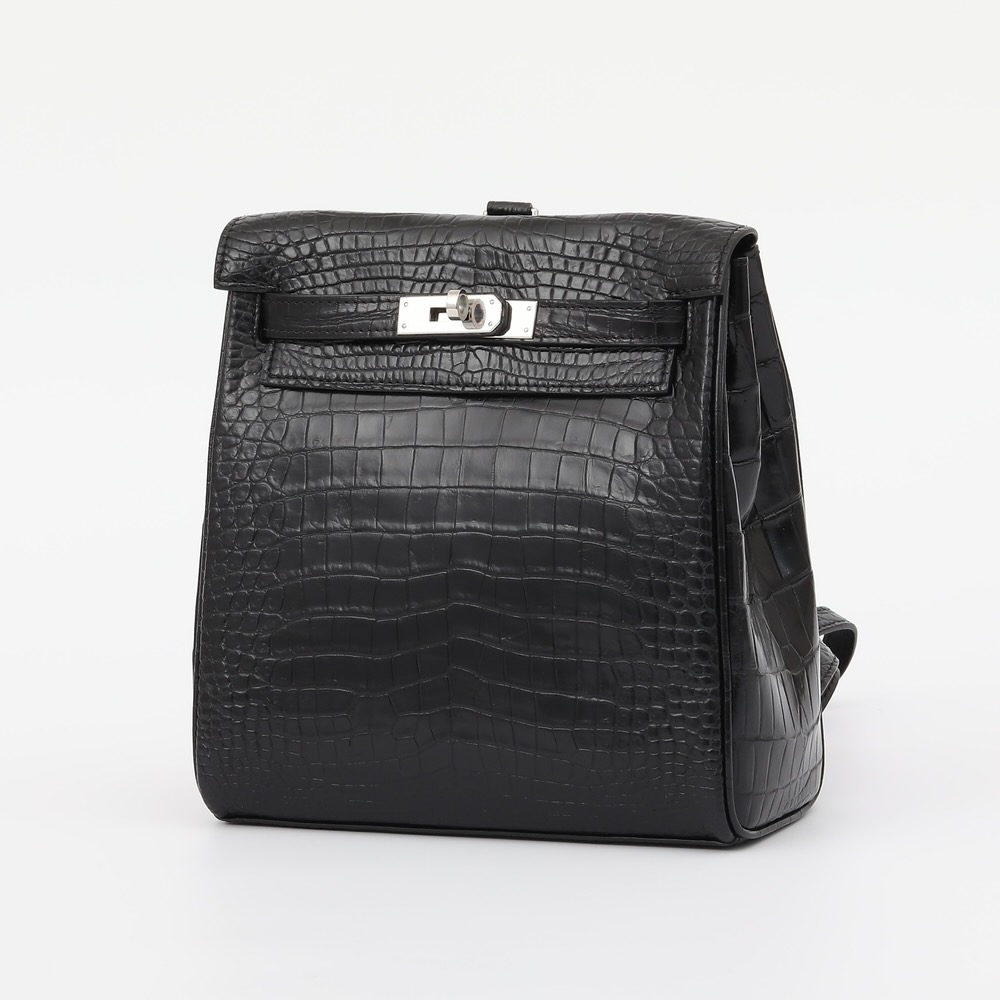 鱷魚腹皮雙肩後背包