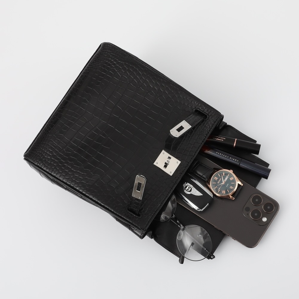 鱷魚腹皮雙肩後背包