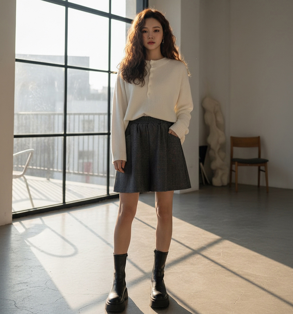 寬鬆圓領針織上衣