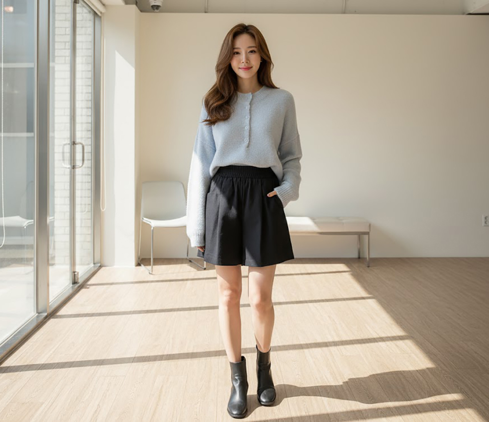 寬鬆圓領針織上衣