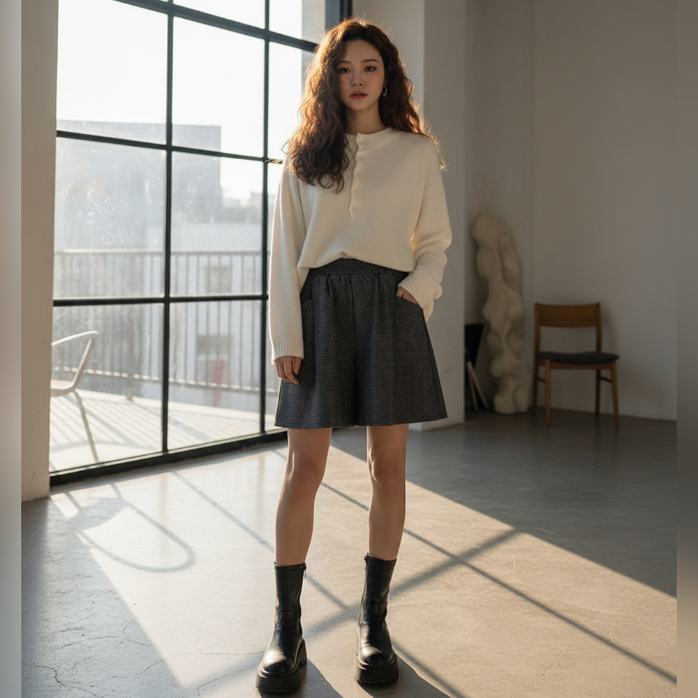 休閒前口袋A字短褲