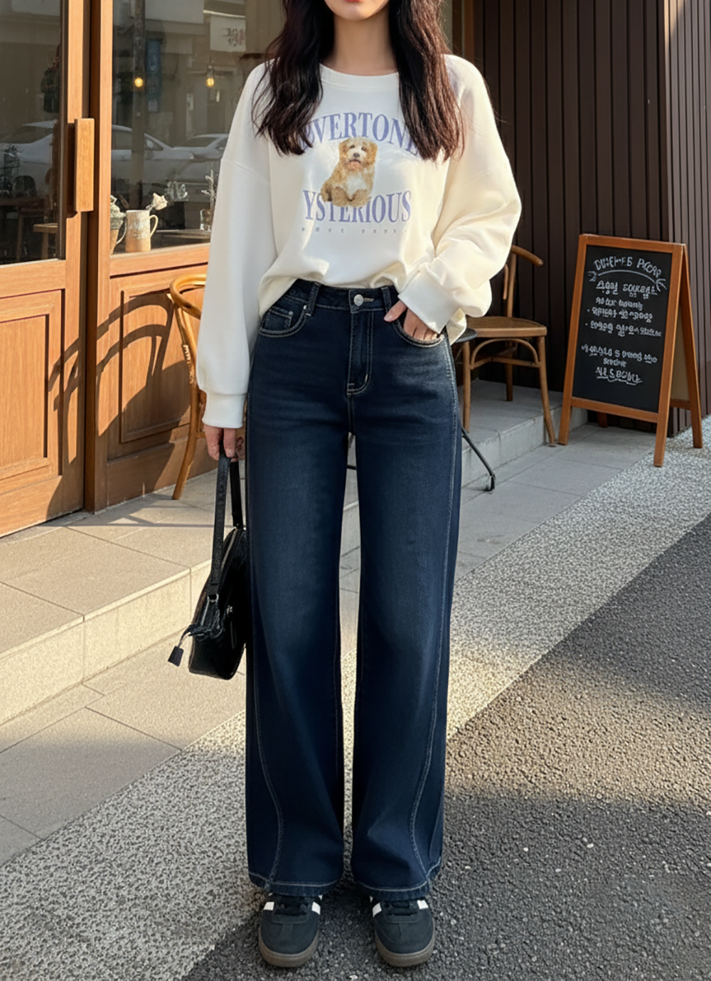 質感刷色牛仔直筒長褲