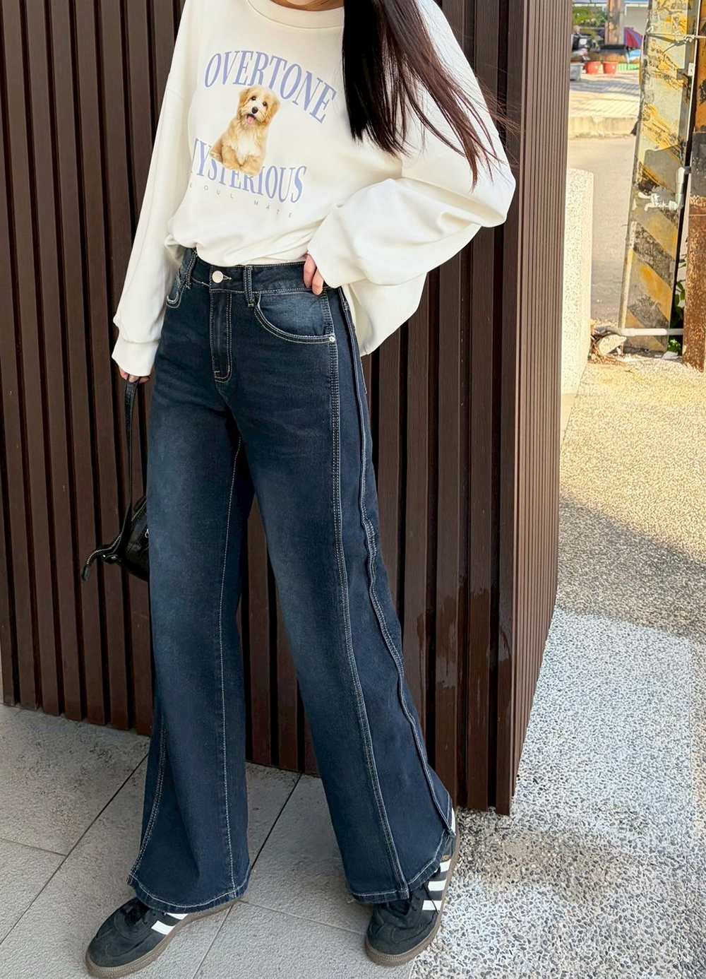 質感刷色牛仔直筒長褲