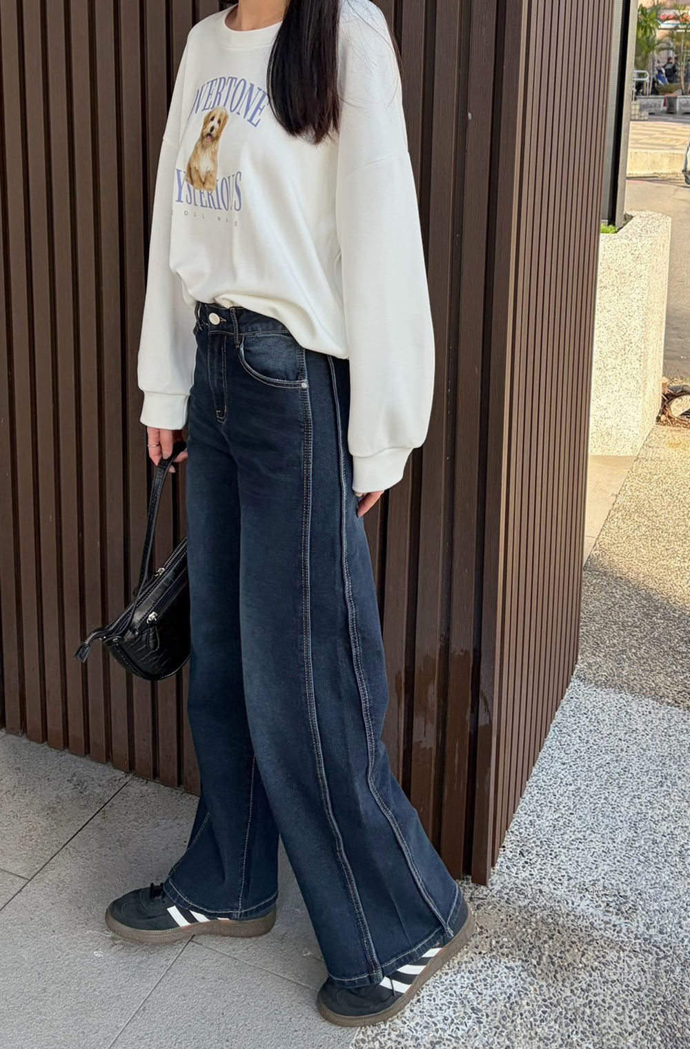 質感刷色牛仔直筒長褲