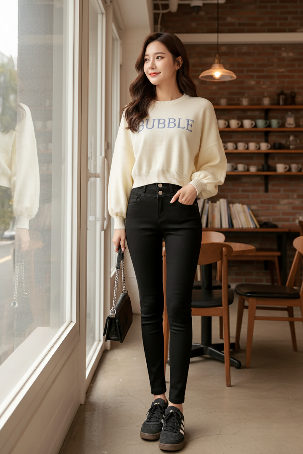 高腰視覺激瘦彈力長褲