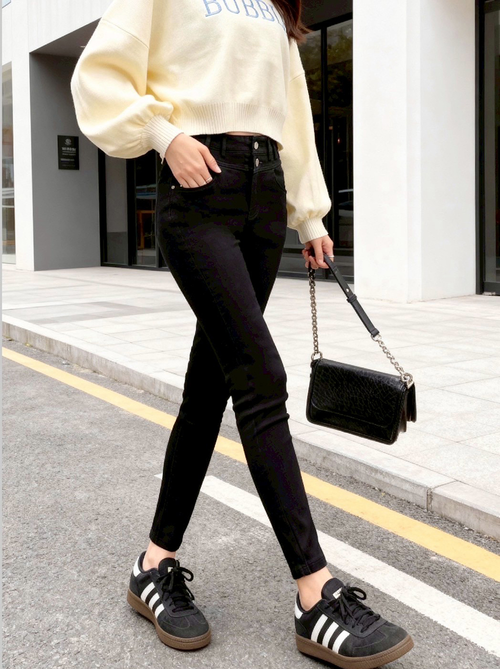 高腰視覺激瘦彈力長褲