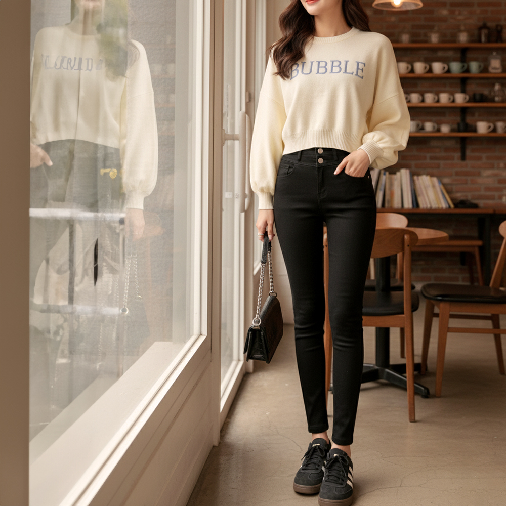 高腰視覺激瘦彈力長褲