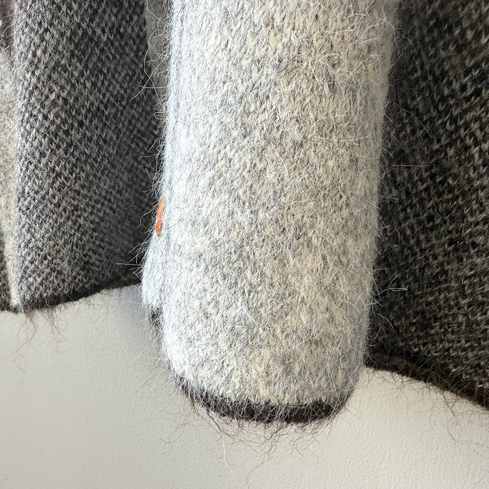 撞色格子針織背心外套