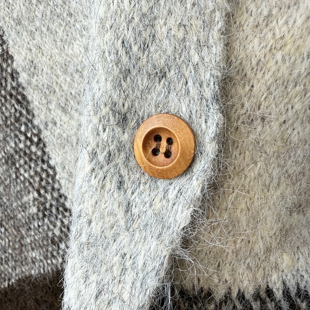 撞色格子針織背心外套