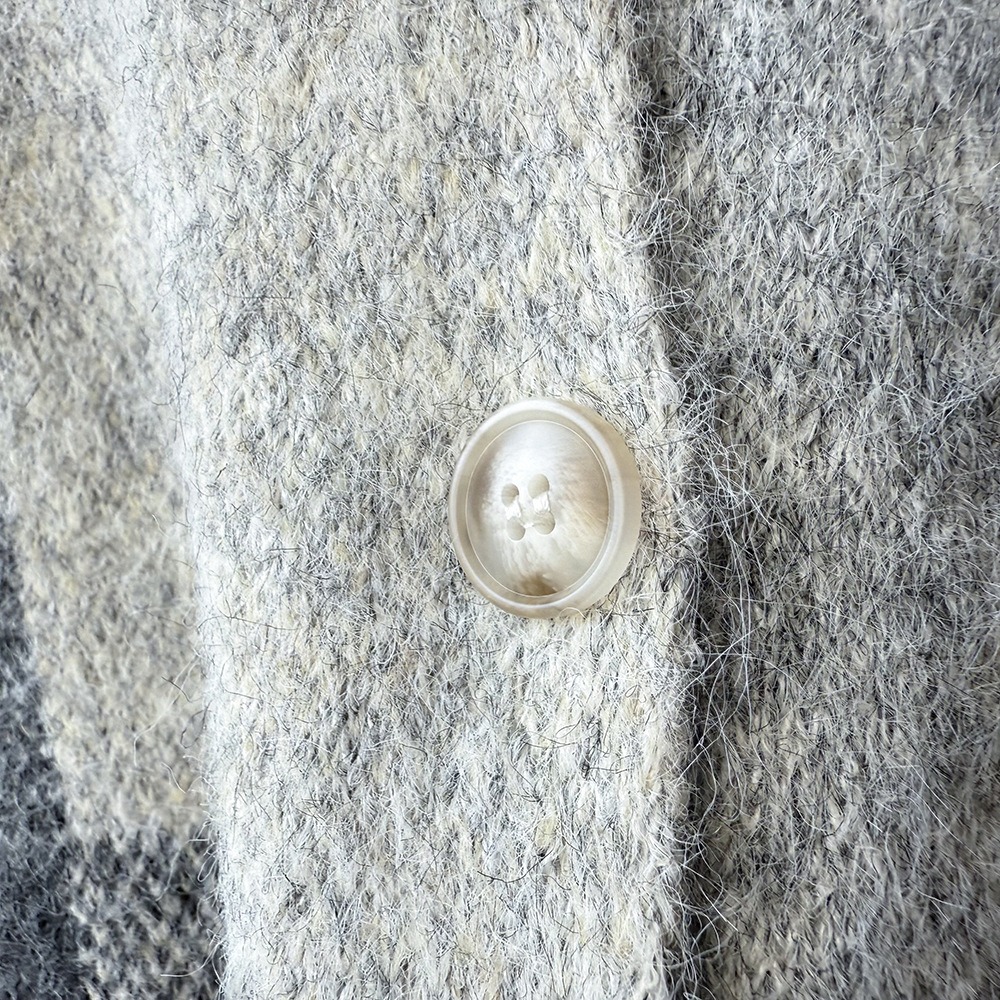 撞色格子針織背心外套