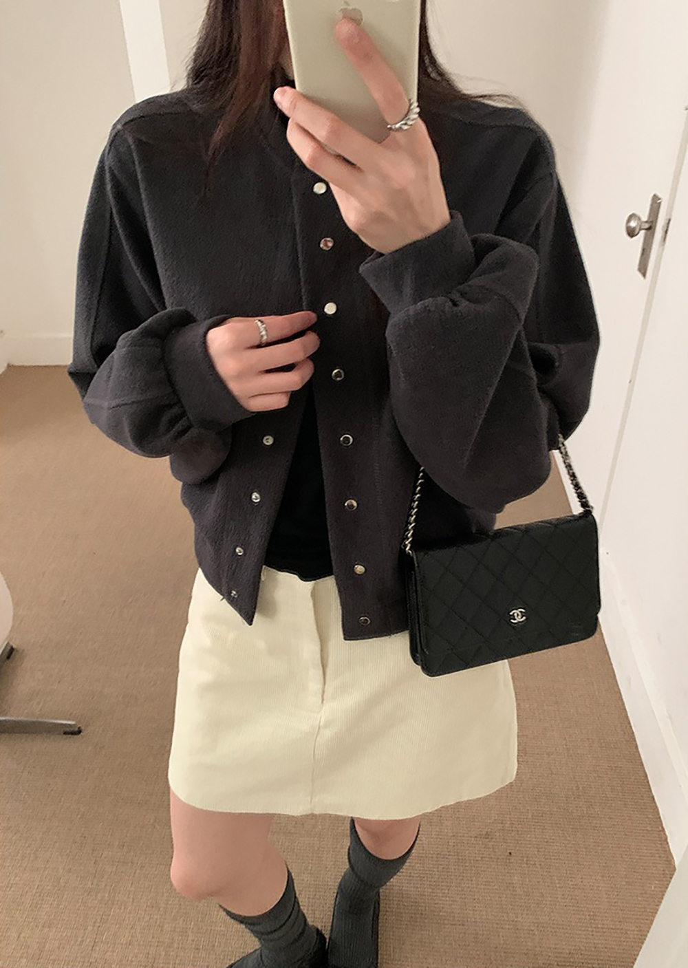 休閒寬鬆經典圓領外套,外套,上身,顯瘦,遮肉,冬天