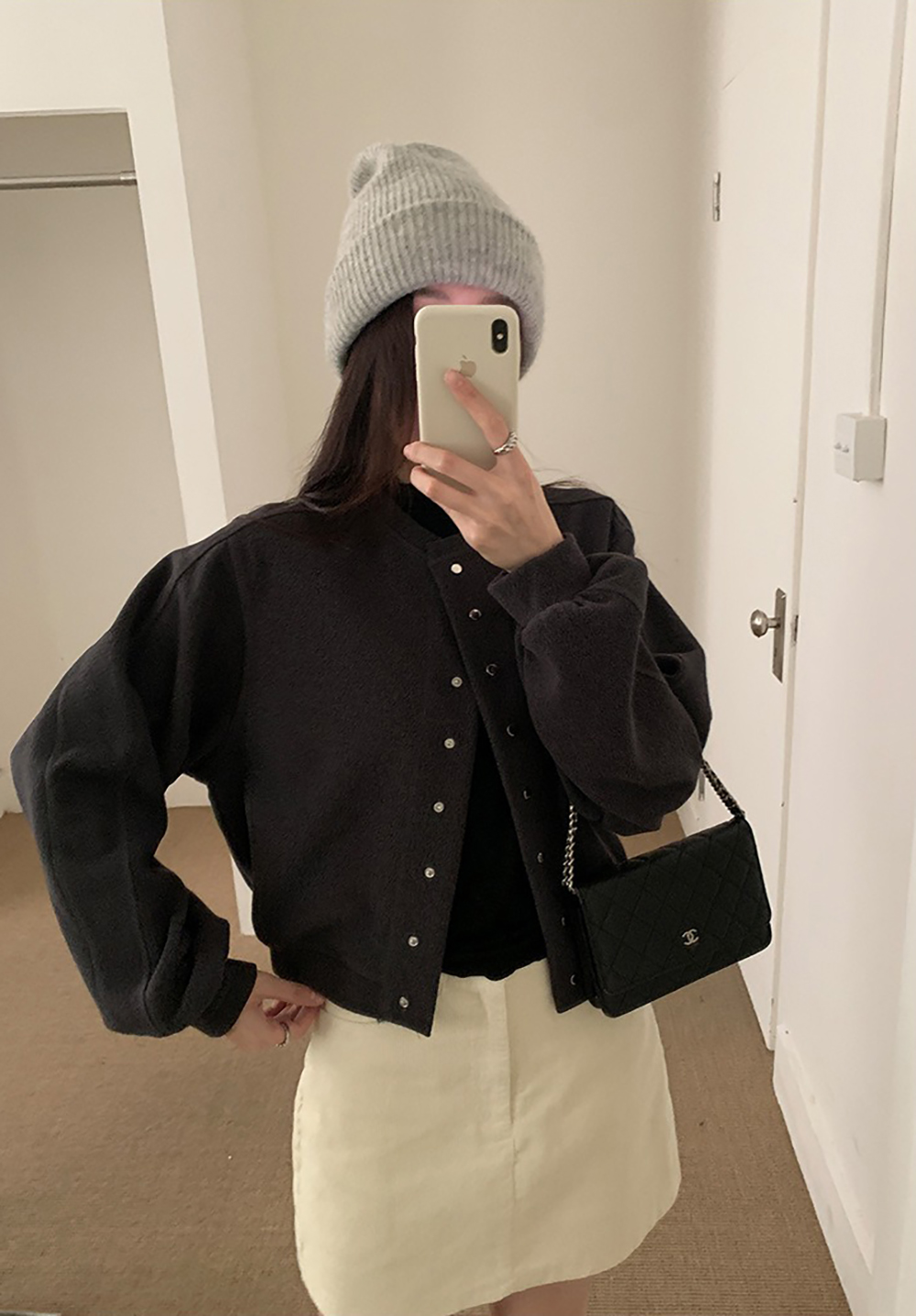 休閒寬鬆經典圓領外套,外套,上身,顯瘦,遮肉,冬天