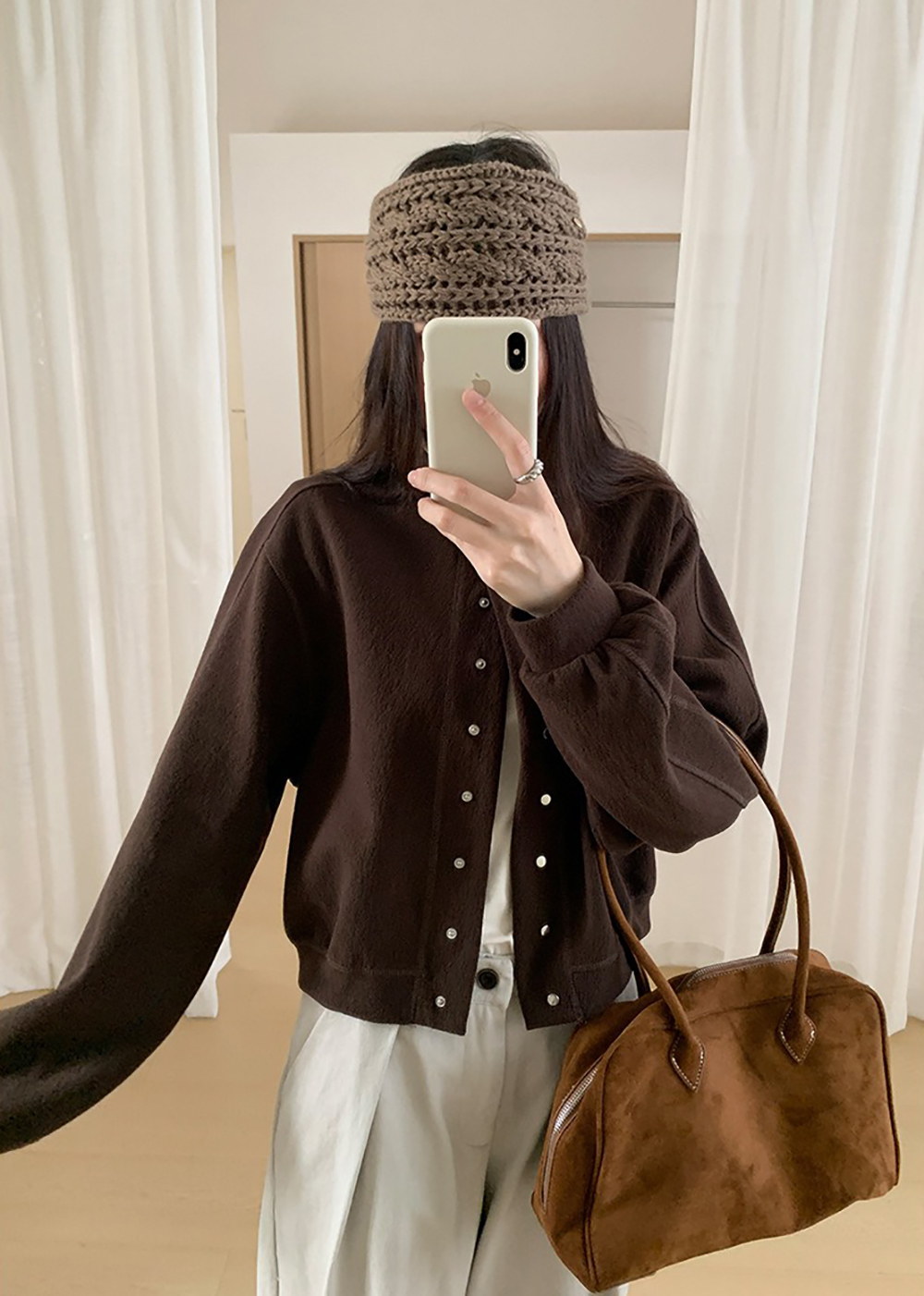 休閒寬鬆經典圓領外套,外套,上身,顯瘦,遮肉,冬天