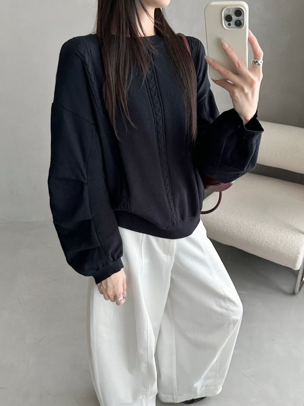 素色百搭款針織上衣