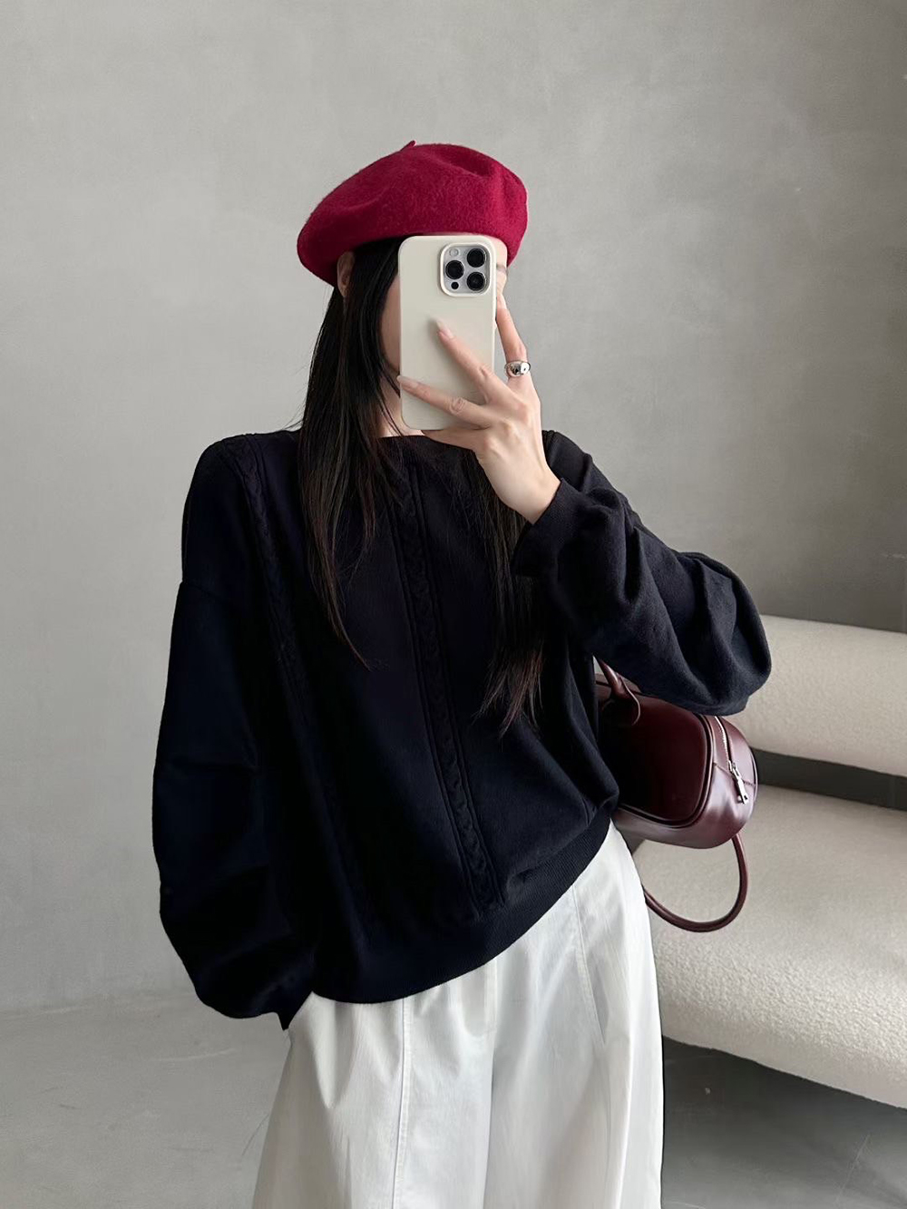 素色百搭款針織上衣