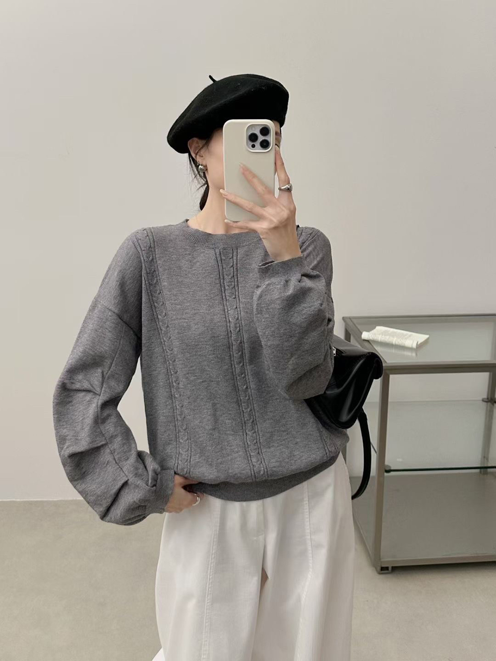 素色百搭款針織上衣