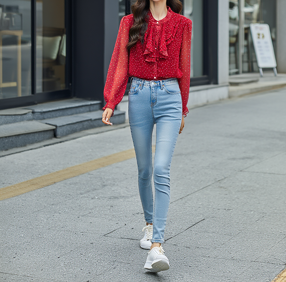 滿版愛心荷葉領上衣