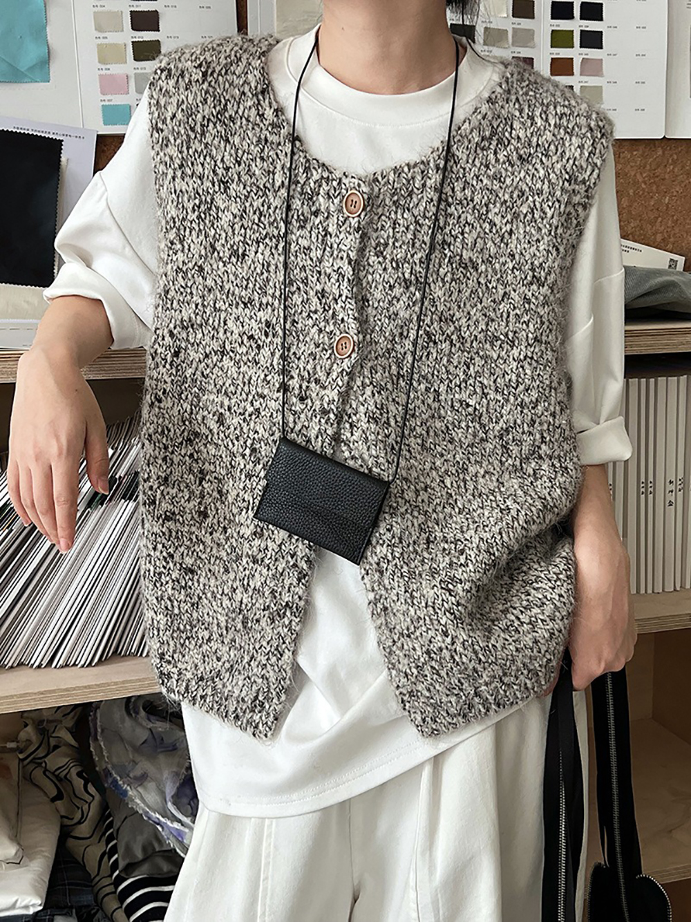 簡約針織羊毛背心外套