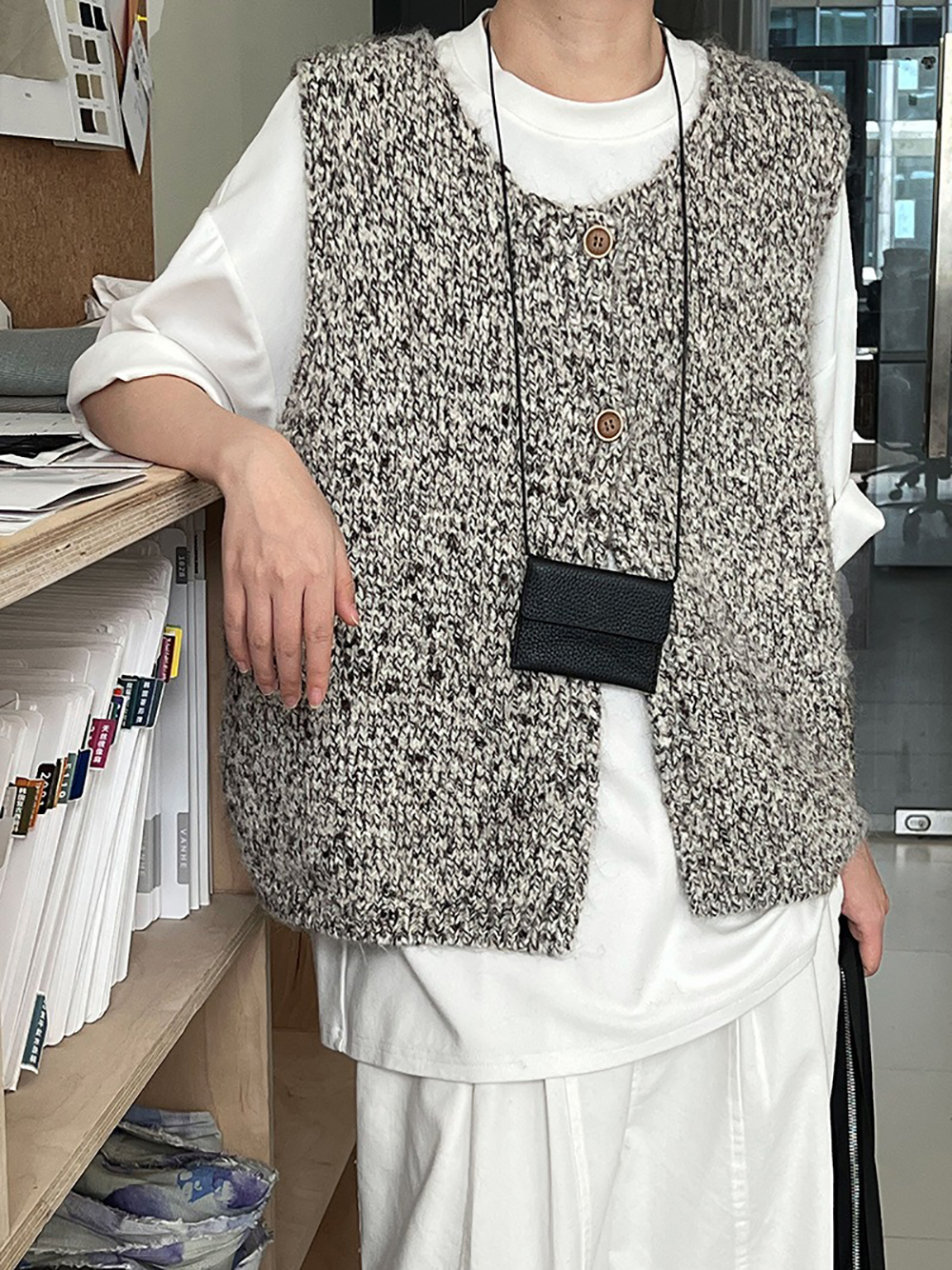 簡約針織羊毛背心外套