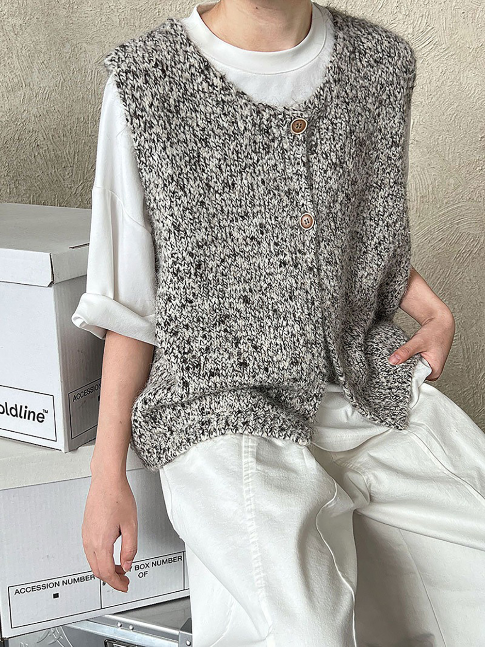 簡約針織羊毛背心外套